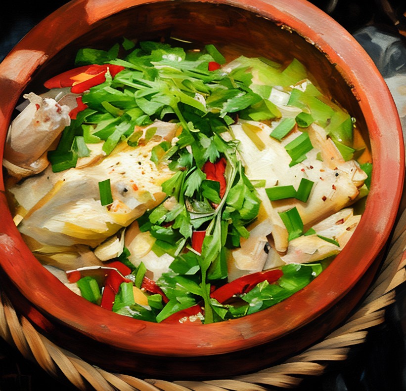 Gà hấp mướp