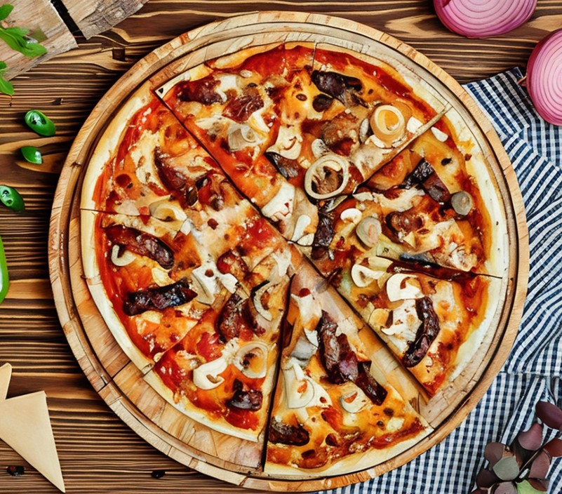 pizza nhan bo bam